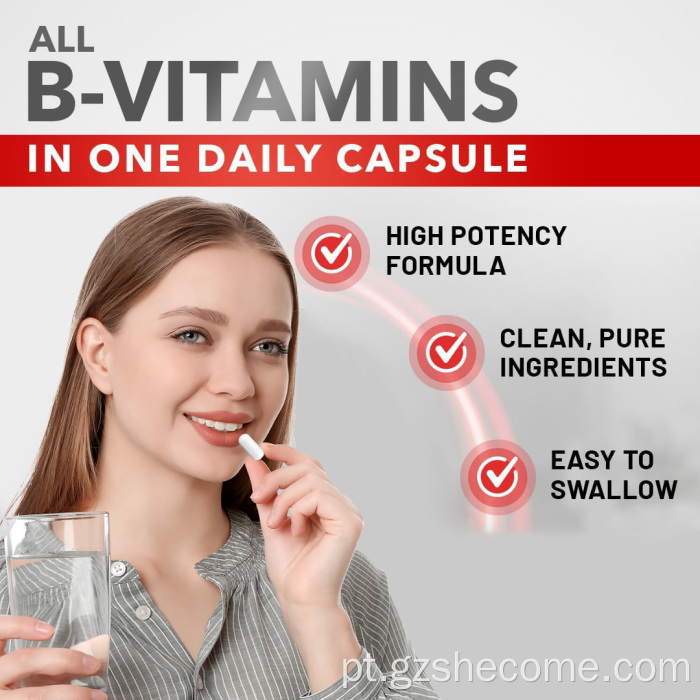 As cápsulas complexas de vitamina B premium suportam função imune